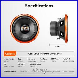 12 Inch Car Audio Subwoofer 1500 Watts Dual 2 Ohm 2.5 VC Cadence Us12d4, Single