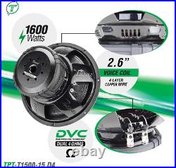 15 Sub D4 1600 Watts Max Power Dual 4 Ohm, 15 Inch Car Subwoofer 16 Mm Xmax, TP