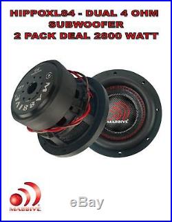 (2) 8 Inch Car Audio Subwoofer Dual Voice Coil 4 Ohm 2800W Massive Hippo XL 84