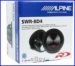 (2) Alpine SWR-8D4 8 Inch 1000w Dual 4 Ohm Type-R Car Subwoofers Subs+Crossover