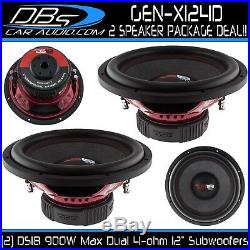2 DS18 GEN-X124D 12 Car Subwoofers 1800W Max Dual 4 Ohm 12 inch Bass Sub Woofer