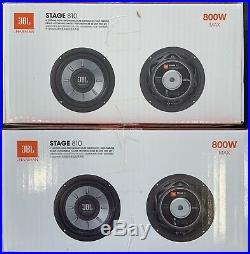 2 JBL STAGE 810 1PR. 8 Single 4 Ohm Subwoofers 8-inch Woofers 1600 Watts MAX