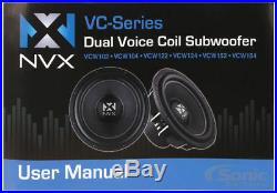 (2) New! NVX VCW102 1500W 10 Inches 2-ohm Car Audio Power Subwoofers Package