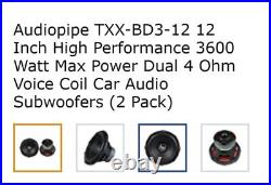 2 x AUDIOPIPE TXX-BD3-12 12-INCH 12 DUAL 4-OHM CAR AUDIO SUBWOOFER 900W RMS