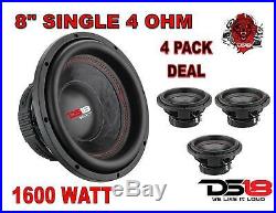 4 Pack DS18 SLC-8S 8 Inch Subwoofer 1600 Watts Max Power 4 Ohm Single Coil Bass