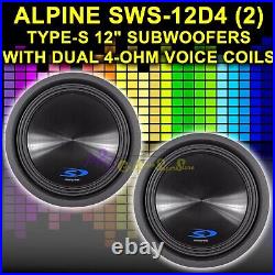 Alpine Type S Sws-12d4 12 Inch 1500w 4 Ohm Round Car Audio Subwoofer (2 Pack)