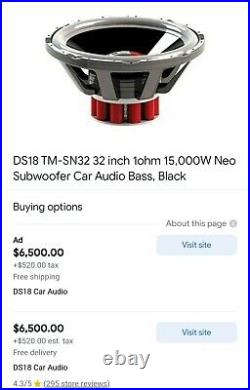 DS18 TM-SN32 32 inch 1ohm 15,000W Neo Subwoofer