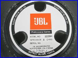 JBL 2226H 15 inch Low Freq 8-Ohm Woofer Speaker Tear On Dust Cap