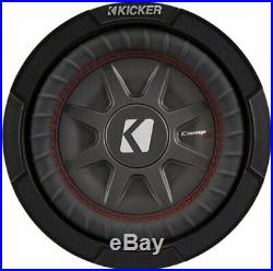 Kicker 8 Inch Dual 600 Watt CompRT 2 Ohm Shallow Slim Car Subwoofer (4 Pack)