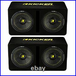 Kicker Dual 12-Inch 1200 Watt 2 Ohm Vented Loaded Subwoofer Enclosure (2 Pack)