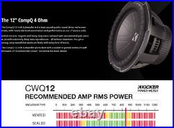 Kicker Q-Class 42CWQ124 12 CompQ Car Audio Subwoofer, DVC, 4 Ohm, 850 Watts RMS