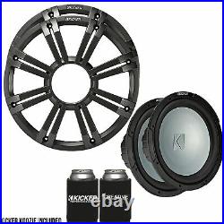 Kicker Two 10 Inch LED Marine Subwoofers in Charcoal 2 Ohm Bundle 4 Ohm each