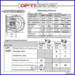 Lanzar OPTI1032D Optidrive Series 10 Inch Sub 650W Rms 2 Ohm Dual Vc Subwoofer