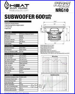 NRG10 10 Inch 1200 Watts Dual 2 Ohm Bass Car Audio Subwoofer