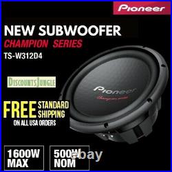 Pioneer Tsw312d4 12-inch 1600 Watts Max Dual 4-ohm Voice Coil Car Subwoofer -new