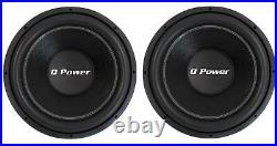QPower QPF15 Deluxe 15 Inch 2200 Watt 4 Ohm DVC Car Audio Subwoofer Subs, Pair