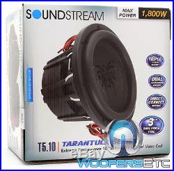 Soundstream T5.102 10 Tarantula 1800w Max Dual 2-ohm Subwoofer Bass Speaker New